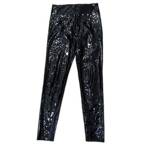 Gianni Bini Women's Faux Patent Leather Leggings Black High Rise Pants